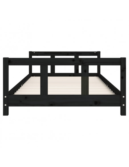 Giroletto per Bambini Nero 90x200 cm in Legno Massello di Pino