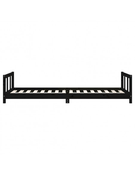 Giroletto per Bambini Nero 90x200 cm in Legno Massello di Pino