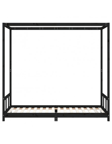 Giroletto per Bambini Nero 90x200 cm in Legno Massello di Pino