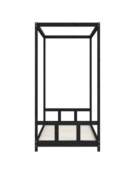 Giroletto per Bambini Nero 90x200 cm in Legno Massello di Pino