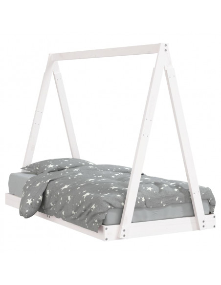 Giroletto per Bambini Bianco 80x160cm in Legno Massello di Pino