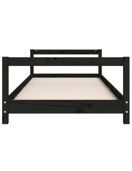 Giroletto per Bambini Nero 90x200 cm in Legno Massello di Pino