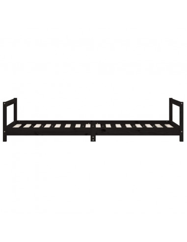 Giroletto per Bambini Nero 90x200 cm in Legno Massello di Pino