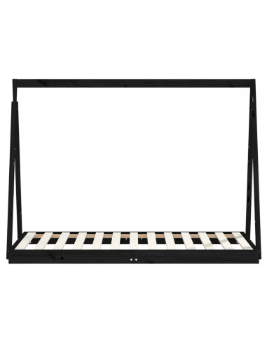 Giroletto per Bambini Nero 80x160 cm in Legno Massello di Pino