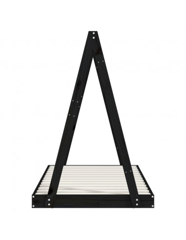 Giroletto per Bambini Nero 80x160 cm in Legno Massello di Pino