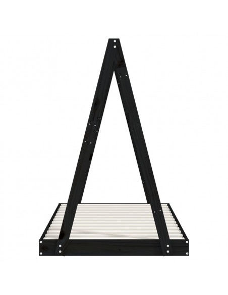 Giroletto per Bambini Nero 80x160 cm in Legno Massello di Pino
