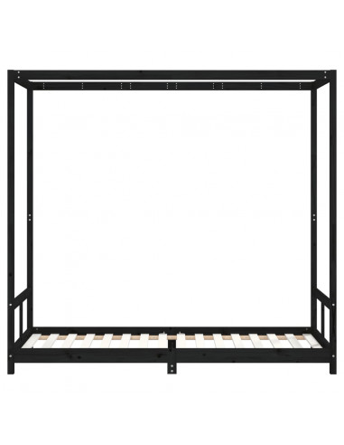 Giroletto per Bambini Nero 80x200 cm in Legno Massello di Pino