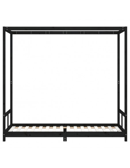 Giroletto per Bambini Nero 80x200 cm in Legno Massello di Pino