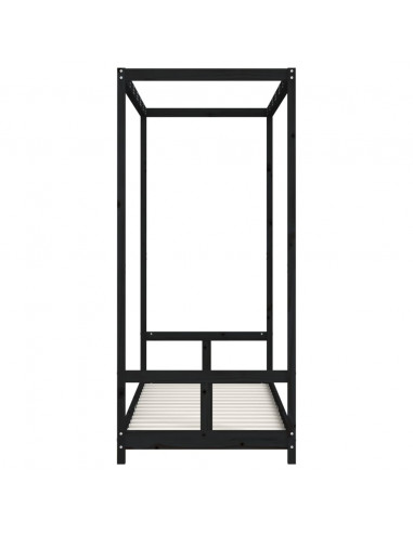 Giroletto per Bambini Nero 80x200 cm in Legno Massello di Pino