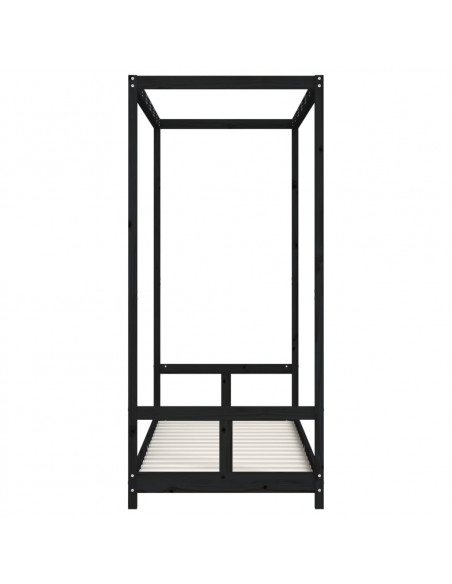 Giroletto per Bambini Nero 80x200 cm in Legno Massello di Pino