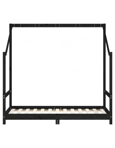 Giroletto per Bambini Nero 80x160 cm in Legno Massello di Pino