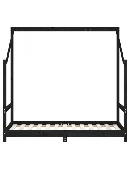 Giroletto per Bambini Nero 80x160 cm in Legno Massello di Pino