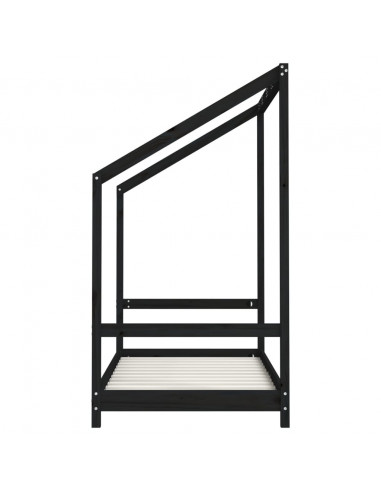 Giroletto per Bambini Nero 80x160 cm in Legno Massello di Pino