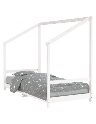 Giroletto per Bambini Bianco 90x190cm in Legno Massello di Pino