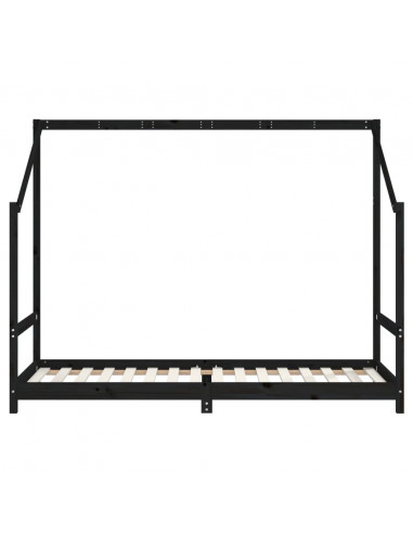 Giroletto per Bambini Nero 80x200 cm in Legno Massello di Pino