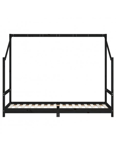 Giroletto per Bambini Nero 80x200 cm in Legno Massello di Pino