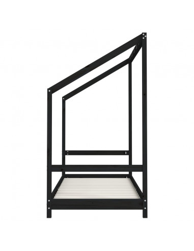 Giroletto per Bambini Nero 80x200 cm in Legno Massello di Pino