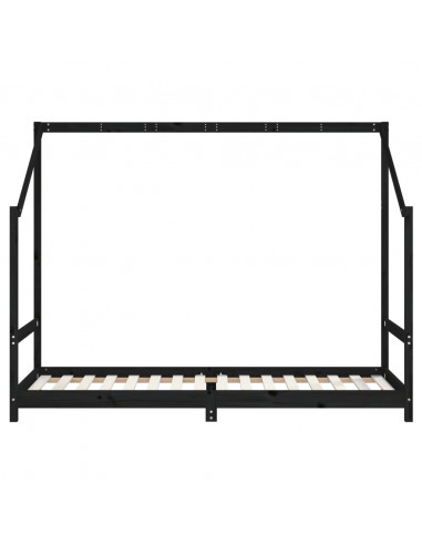 Giroletto per Bambini Nero 90x200 cm in Legno Massello di Pino