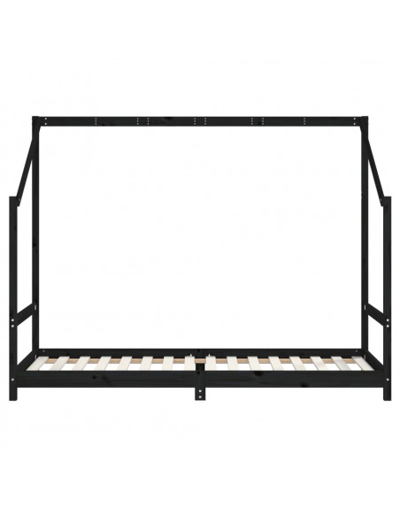 Giroletto per Bambini Nero 90x200 cm in Legno Massello di Pino