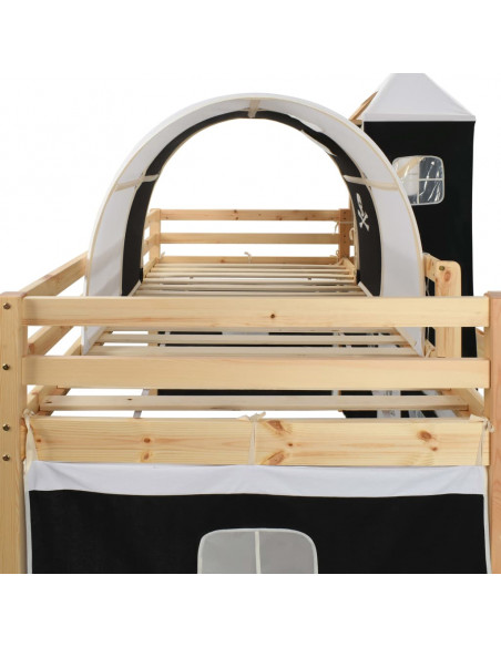 Letto a Castello per Bambini Scivolo e Scala in Pino 97x208cm