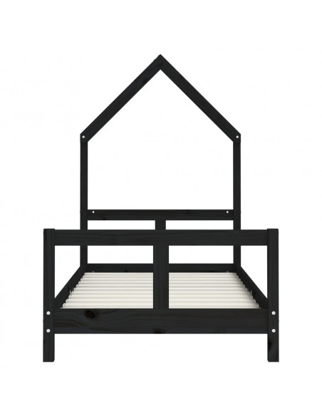 Giroletto per Bambini Nero 80x160 cm in Legno Massello di Pino