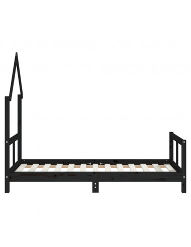 Giroletto per Bambini Nero 80x160 cm in Legno Massello di Pino