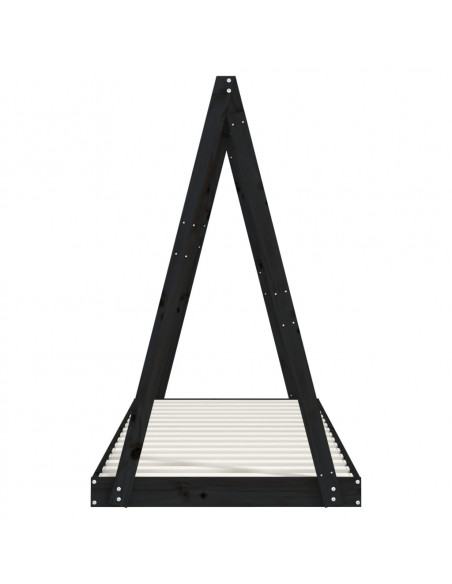 Giroletto per Bambini Nero 80x200 cm in Legno Massello di Pino