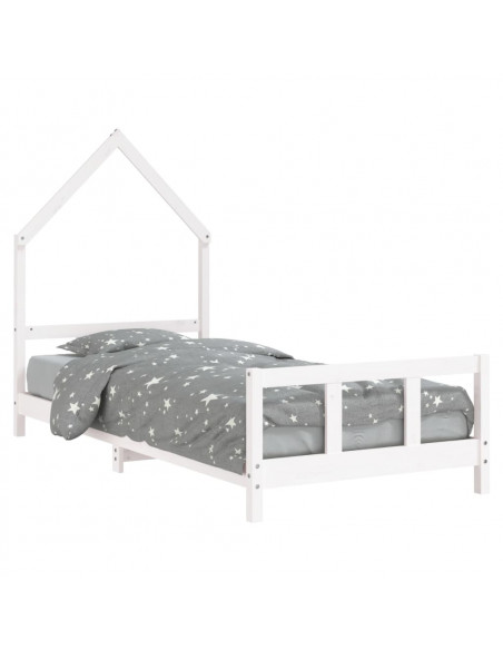 Giroletto per Bambini Bianco 90x190cm in Legno Massello di Pino