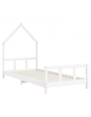 Giroletto per Bambini Bianco 90x190cm in Legno Massello di Pino