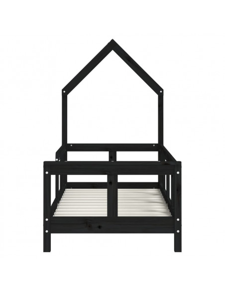 Giroletto per Bambini Nero 70x140 cm in Legno Massello di Pino