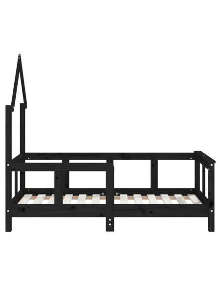 Giroletto per Bambini Nero 70x140 cm in Legno Massello di Pino