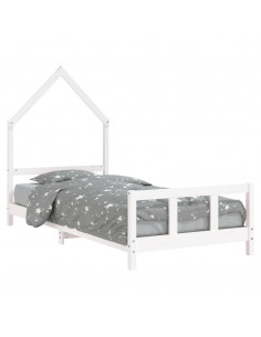 Giroletto per Bambini Bianco 90x200cm in Legno Massello di Pino 2