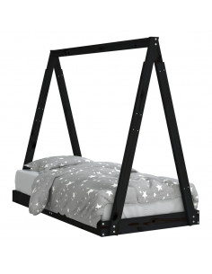 Giroletto per Bambini Nero 70x140 cm in Legno Massello di Pino 2