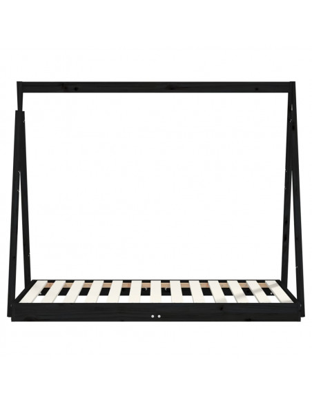 Giroletto per Bambini Nero 70x140 cm in Legno Massello di Pino