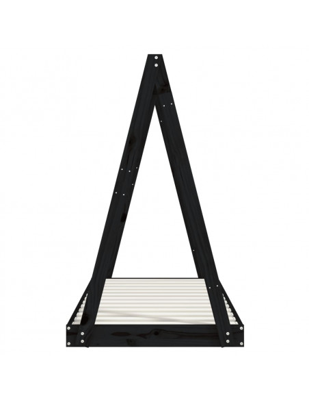 Giroletto per Bambini Nero 70x140 cm in Legno Massello di Pino