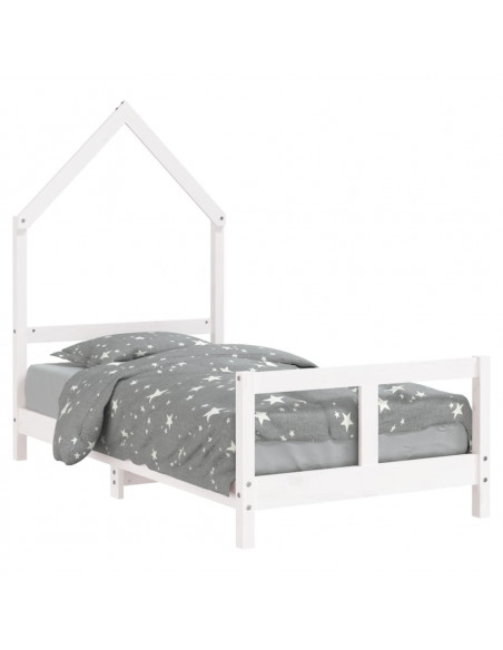 Giroletto per Bambini Bianco 80x160cm in Legno Massello di Pino