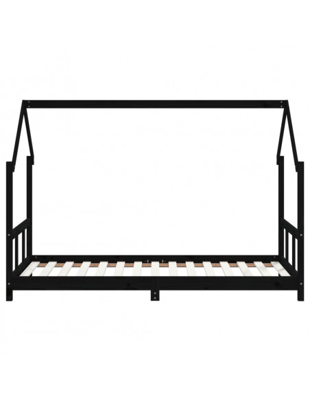 Giroletto per Bambini Nero 90x190 cm in Legno Massello di Pino