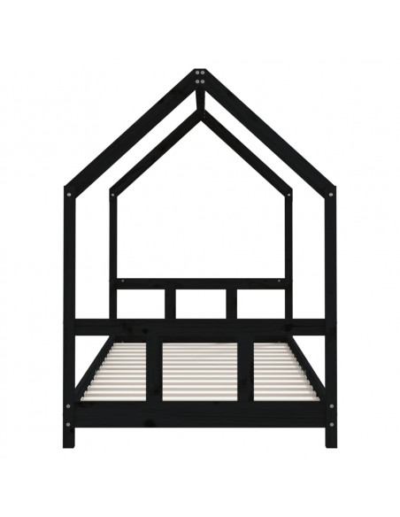 Giroletto per Bambini Nero 90x190 cm in Legno Massello di Pino