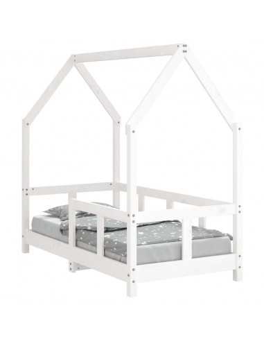 Giroletto per Bambini Bianco 70x140cm in Legno Massello di Pino