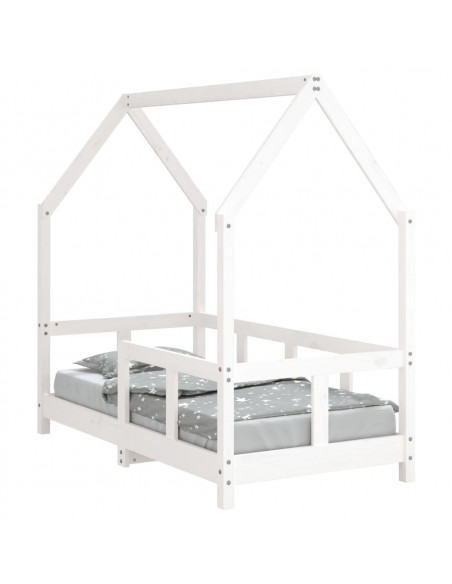 Giroletto per Bambini Bianco 70x140cm in Legno Massello di Pino