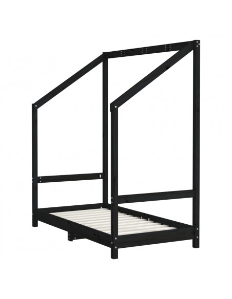 Giroletto per Bambini Nero 2x(70x140) cm Legno Massello di Pino