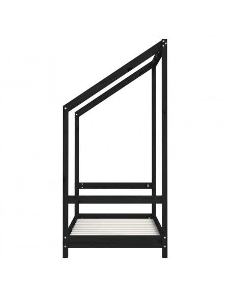 Giroletto per Bambini Nero 2x(70x140) cm Legno Massello di Pino