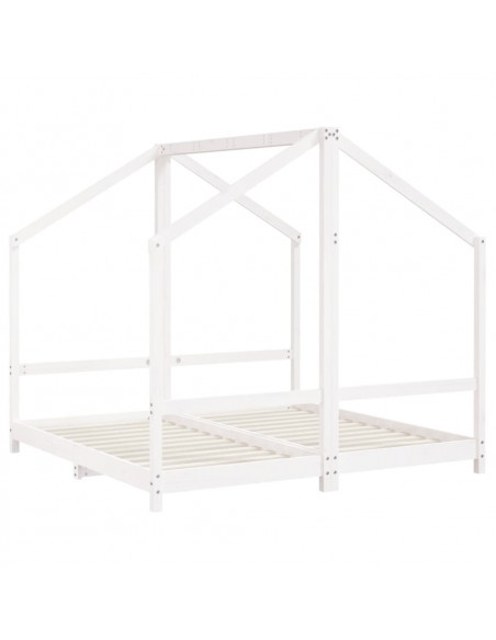 Giroletto per Bambini Bianco 2x(80x160)cm Legno Massello Pino