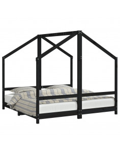 Giroletto per Bambini Nero 2x(80x160) cm Legno Massello di Pino 2
