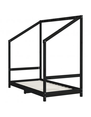 Giroletto per Bambini Nero 2x(80x160) cm Legno Massello di Pino