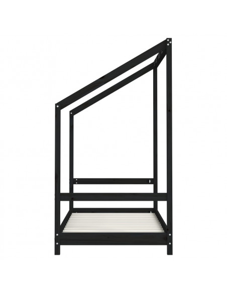 Giroletto per Bambini Nero 2x(80x160) cm Legno Massello di Pino