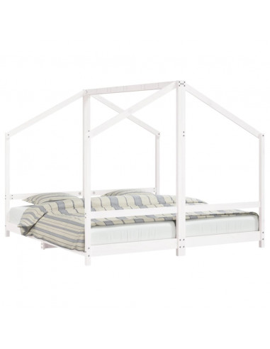 Giroletto per Bambini Bianco 2x(90x190)cm Legno Massello Pino