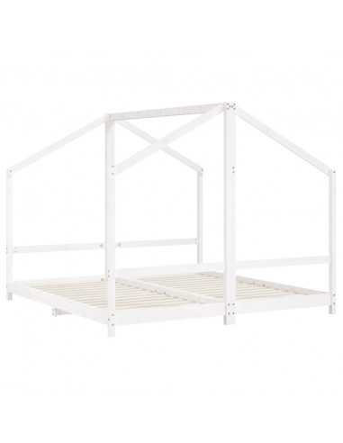 Giroletto per Bambini Bianco 2x(90x190)cm Legno Massello Pino