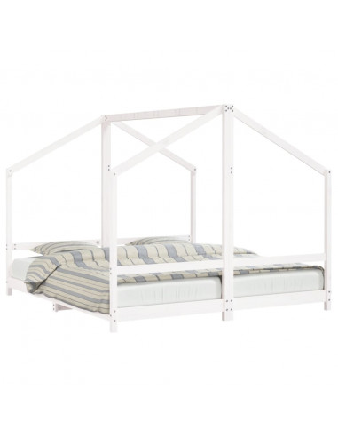 Giroletto per Bambini Bianco 2x(90x200) cm Legno Massello Pino