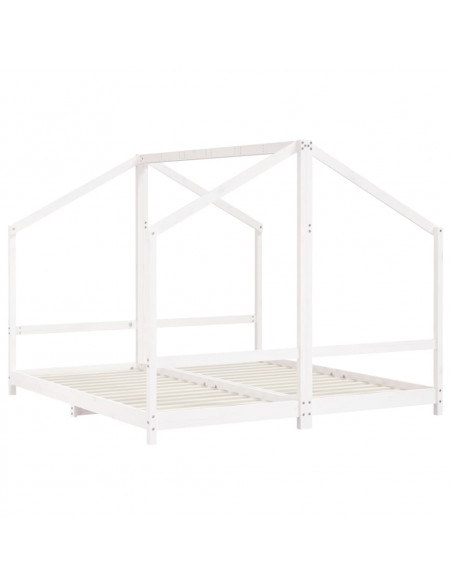 Giroletto per Bambini Bianco 2x(90x200) cm Legno Massello Pino